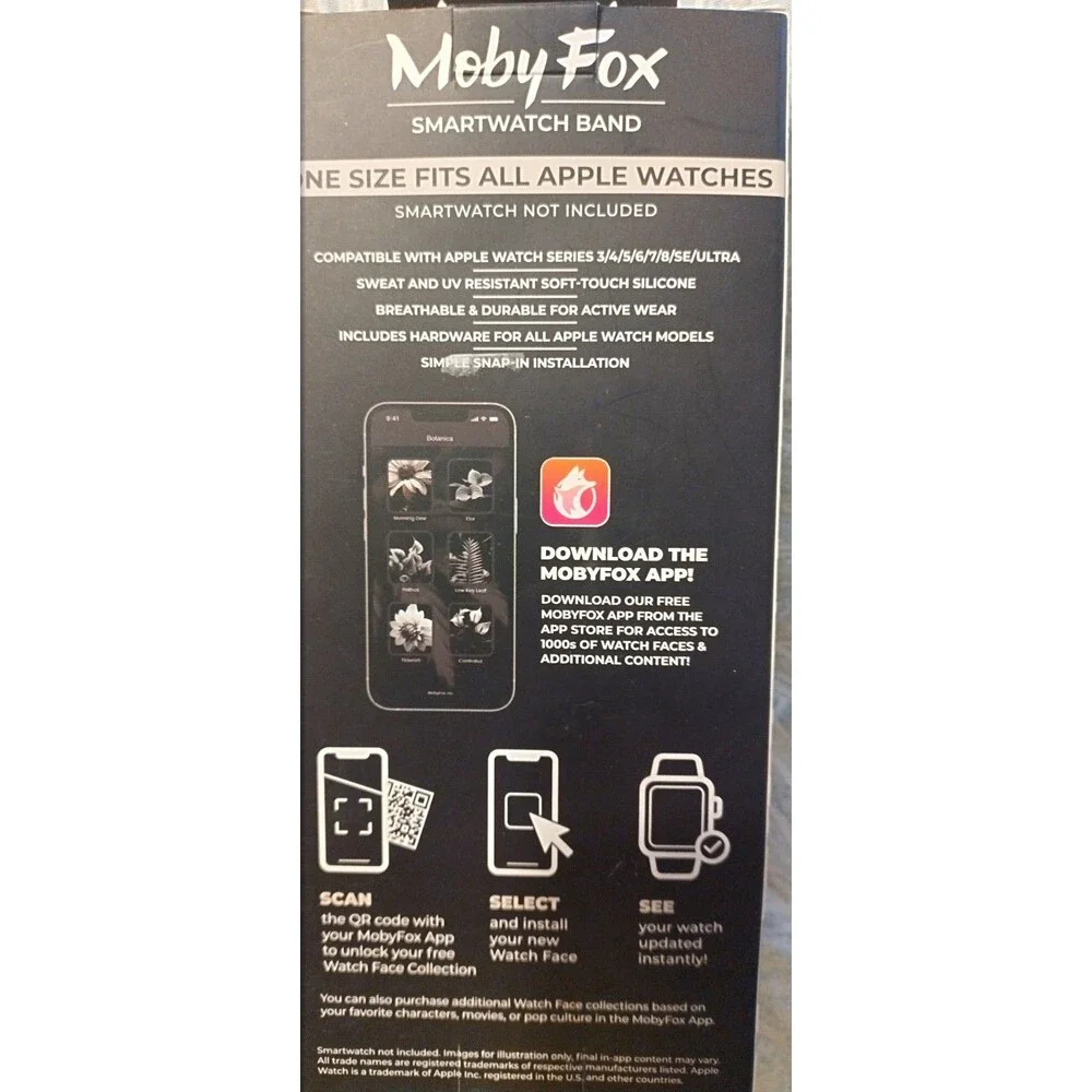 New MobyFox Smartwatch Band One Size Fits All Apple Watch midnight Flora Style